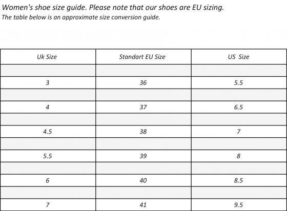 True Size Chart