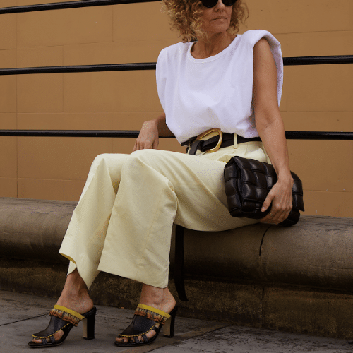 mia mule shoes with white pants